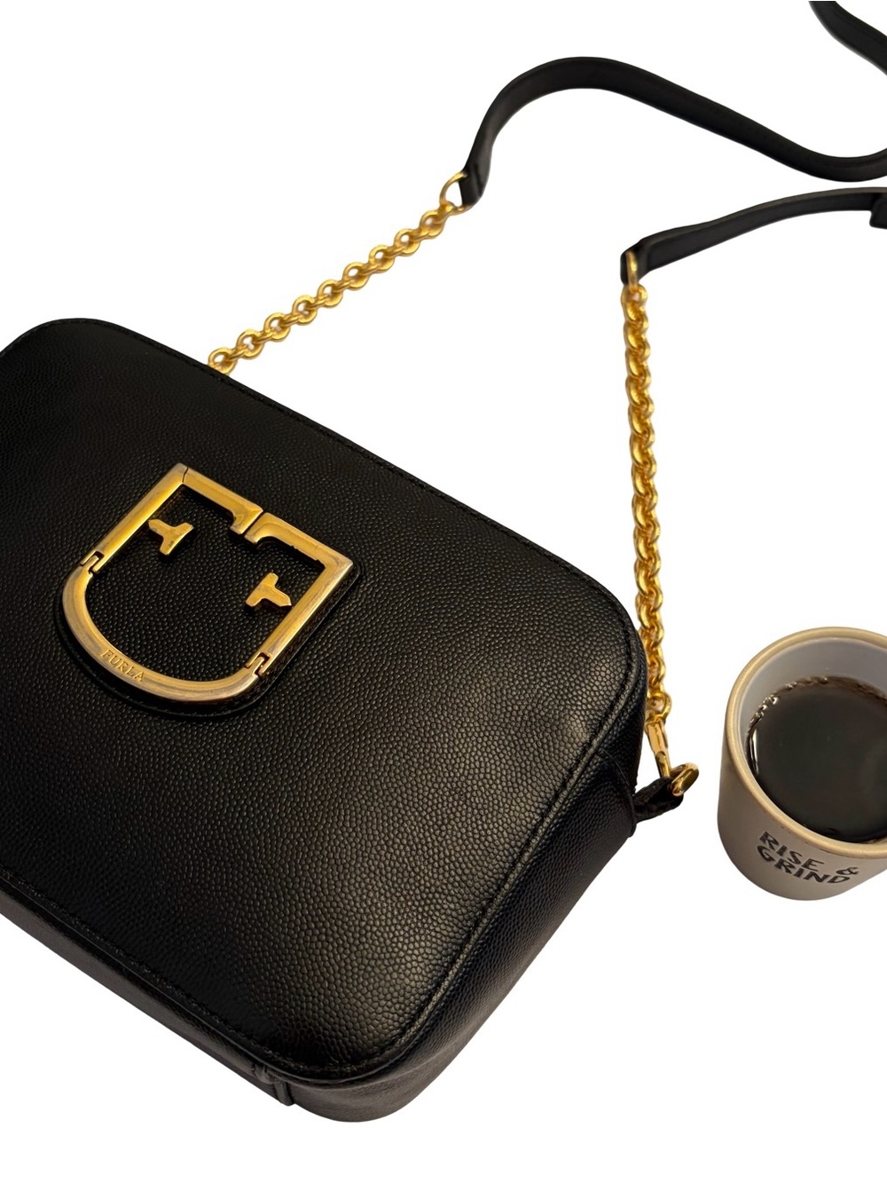 Furla Brava Leather Camera Crossbody Bag Pouch Black Authentic Made In Italy - Picture 14 of 14